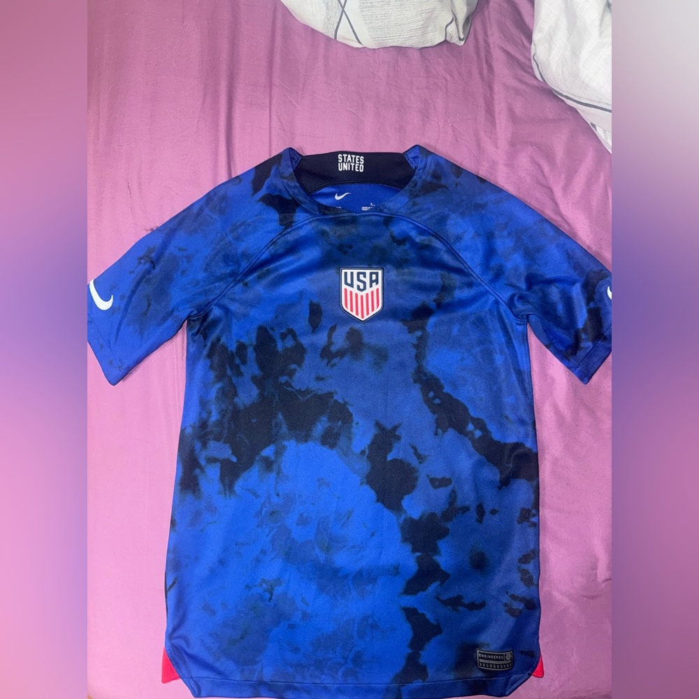 Nike Kids Blue and Black USA Shirt